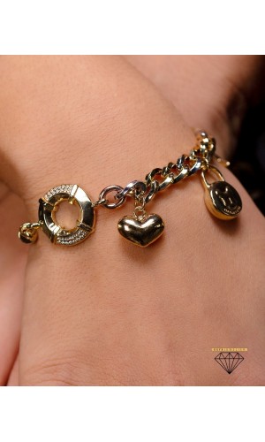 Kalpli Kilitli Hallow Bileklik - 14.69 Gr - BLK1483 - 14 Ayar Altın