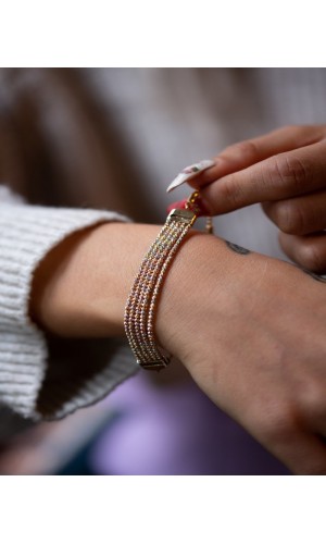 Orijinal İtalyan Dorika Bileklik 3 Renk - 9.40 Gr - BLK1641 - 14 Ayar Altın