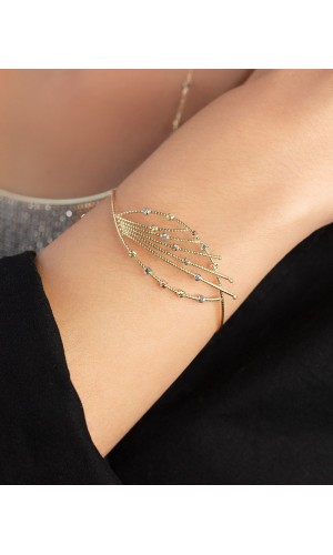 İtalyan 3 Renk Kelepçe - 4.94 Gr - BLK1808 - 14 Ayar Altın