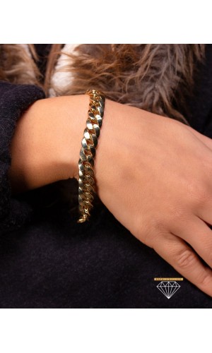 Geniş Gurmet Bileklik Yeşil Altın - 28.22 Gr - BLK2473 - 14 Ayar Altın