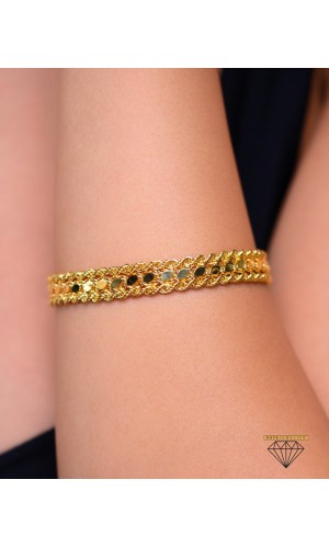Kenarları Halat Orta Pullu Bileklik - 8.45 Gr - BLK2565 - 14 Ayar Altın