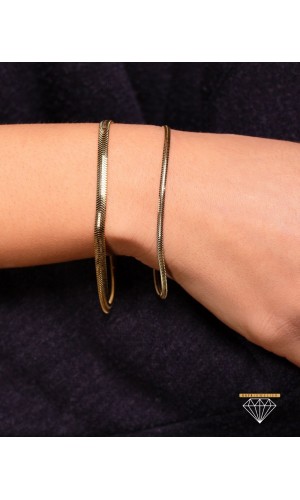 Balıksırtı Yeşil Bileklik - 2.44 Gr - BLK2009 - 14 Ayar Altın