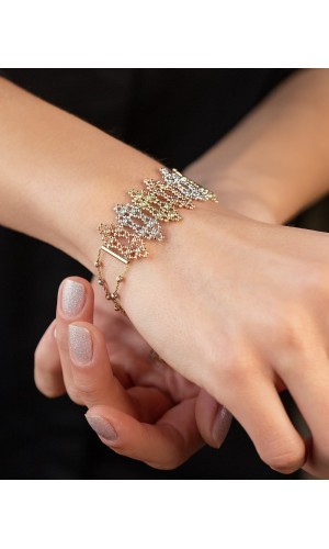 3 Renk İtalyan Dorika Toplu Bileklik - 7.55 Gr - SET643 - 14 Ayar Altın